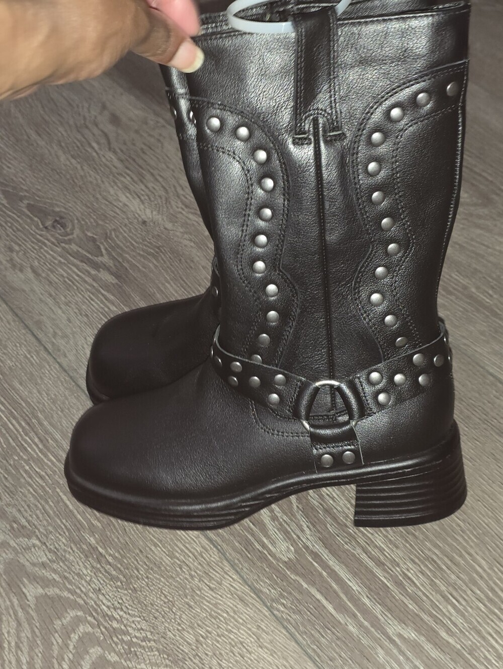 FLASH SALE- NWT-Steve Madden Black Studded Mid-Calf Harness Boots